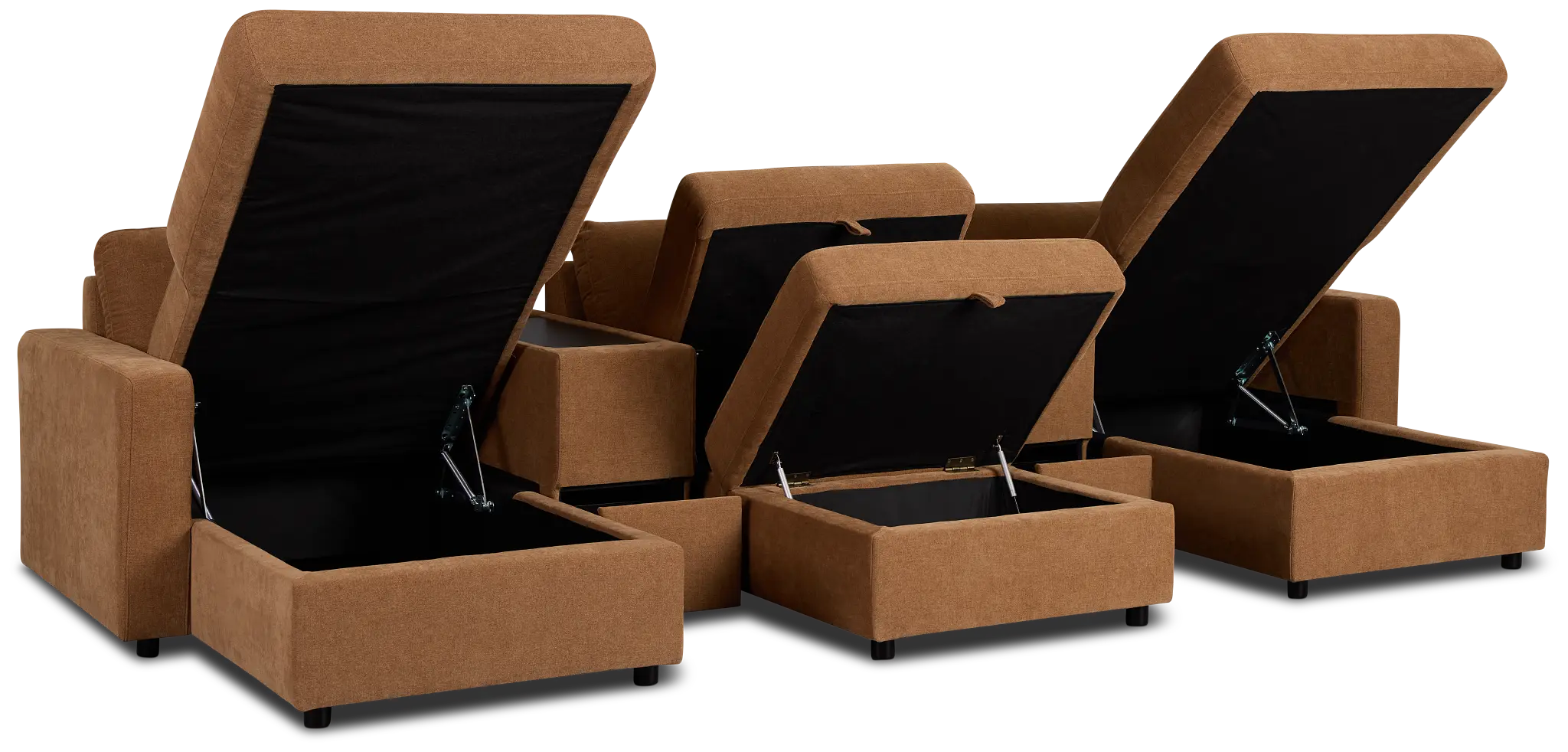 Addie Brown Fabric 6-piece Home Theater With Storage Consoles Addie Brown Fabric 6-piece Home Theater With Storage Consoles