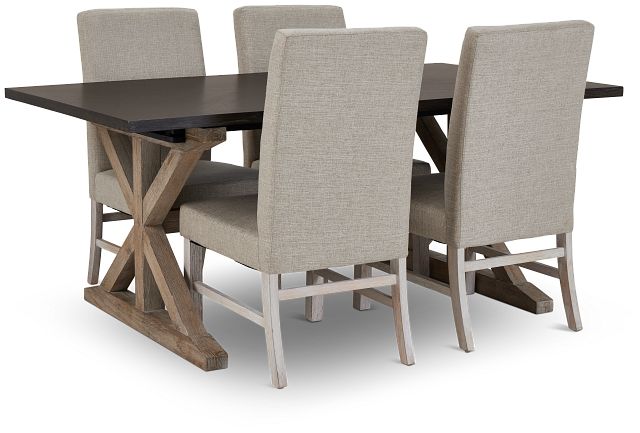 Jefferson Two-tone Table & 4 Upholstered Chairs