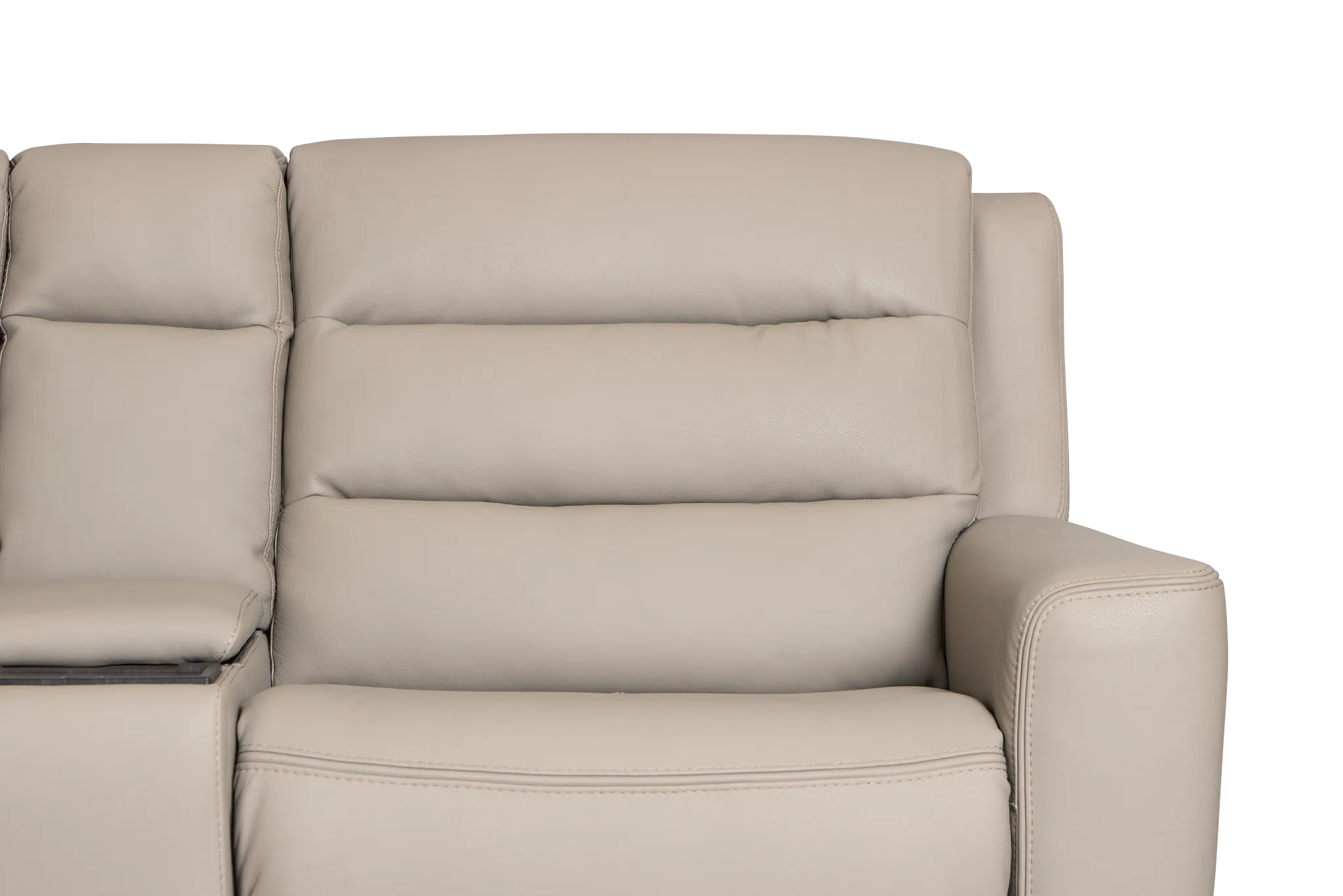 Wilder Taupe Leather Medium Triple Power 2-arm Sectional