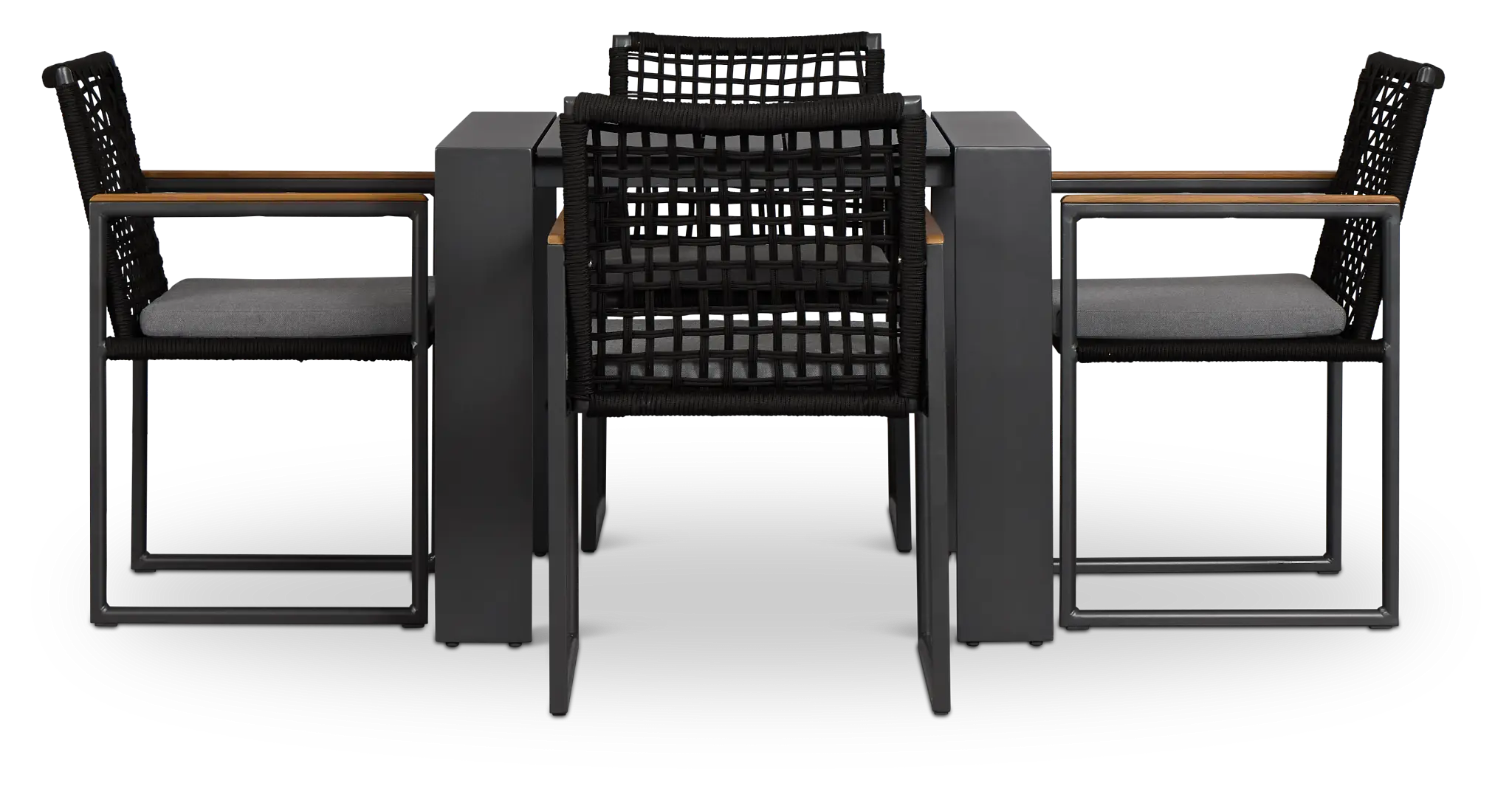 Sunrise Dark Gray 35" Square Table & 4 Teak Arm Chairs Sunrise Dark Gray 35" Square Table & 4 Teak Arm Chairs