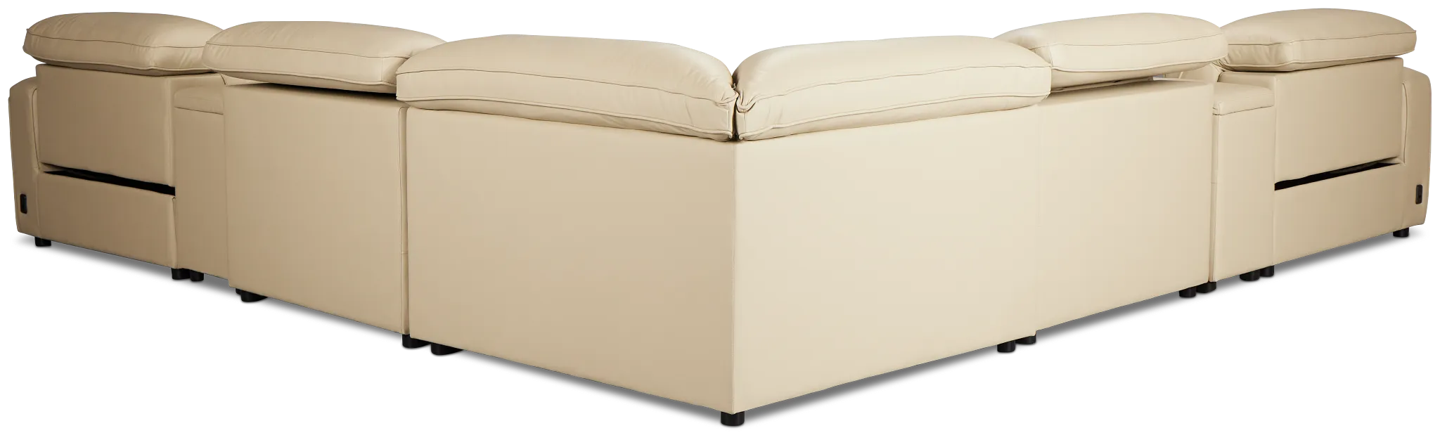 Tidal Beige Lthr/vinyl Large Dual Power Reclining Two-arm Sectional
