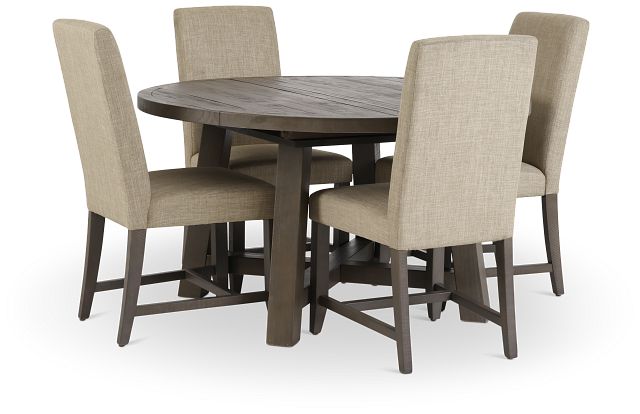 Taryn Gray Round Table & 4 Upholstered Chairs (6)