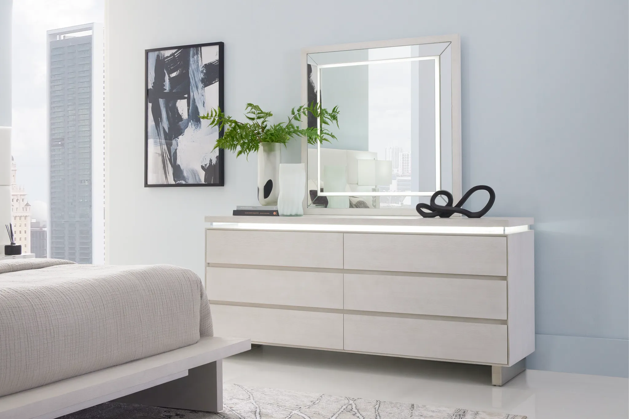 Bal Harbour White Dresser & Mirror