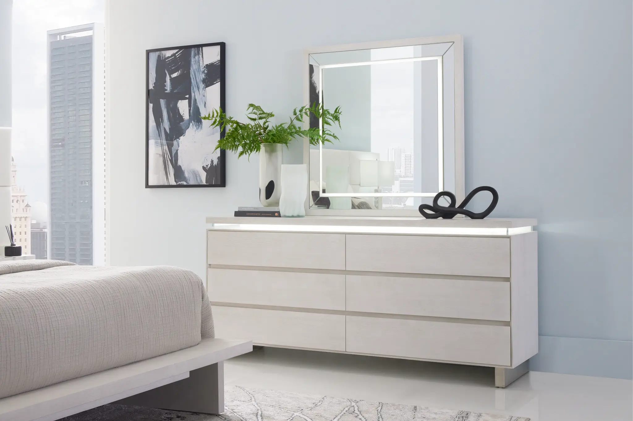 Bal Harbour White Dresser & Mirror Bal Harbour White Dresser & Mirror