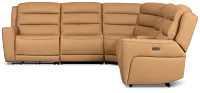 Wilder Brown Leather Medium Triple Power 2-arm Sectional