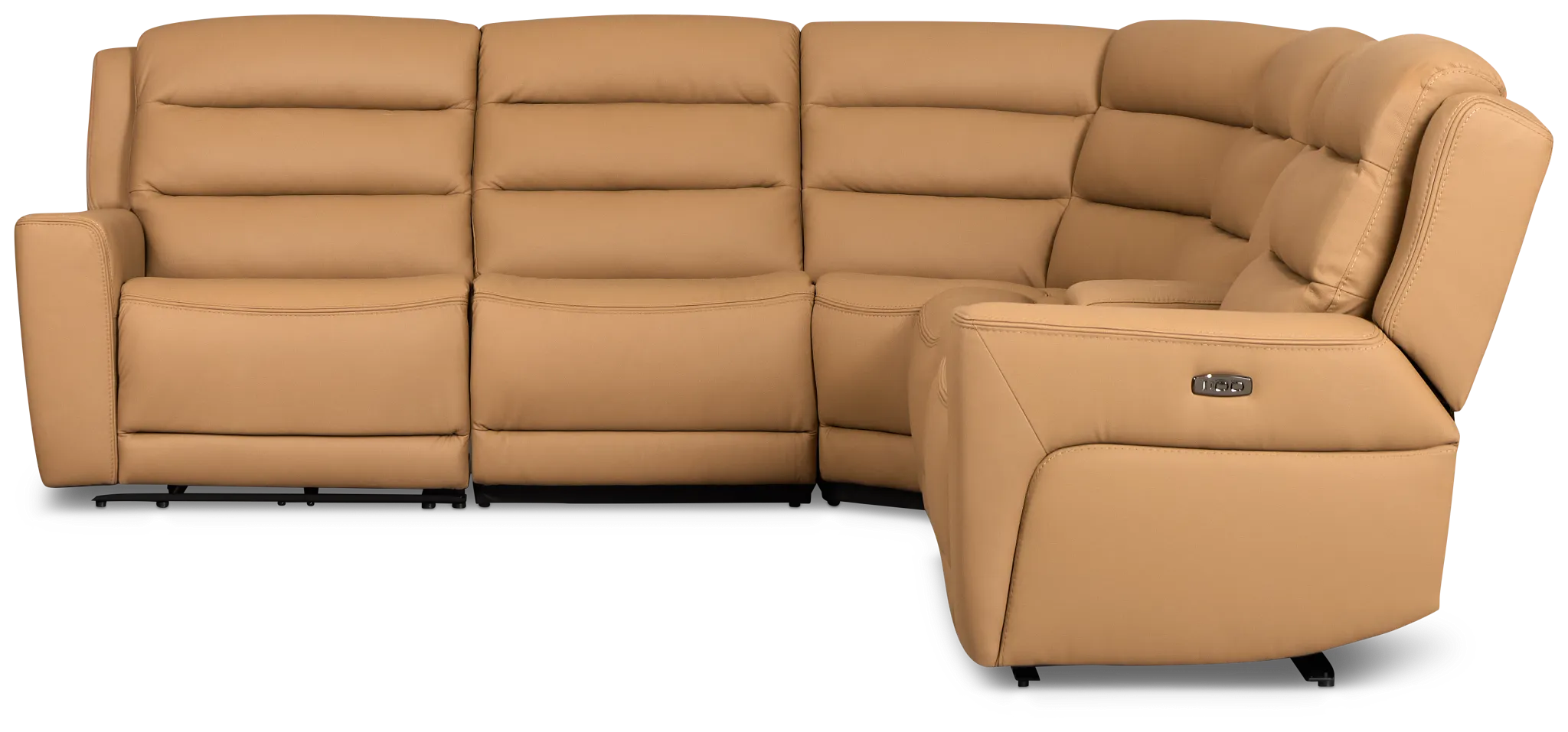 Wilder Brown Leather Medium Triple Power 2-arm Sectional