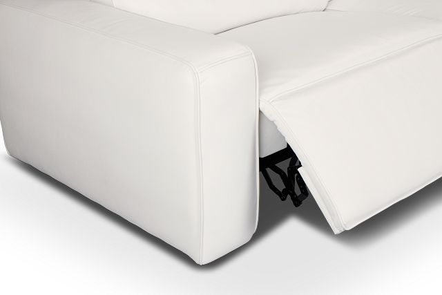 Tidal White Lthr/vinyl Medium Triple Power 2-arm Sectional