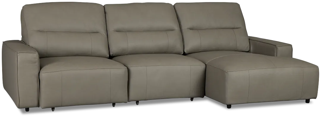 Rudy Gray Lthr/vinyl Right Dual Power Extension Chaise Sectional