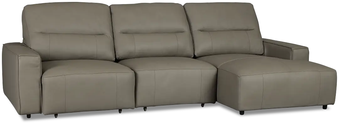 Rudy Gray Lthr/vinyl Right Dual Power Extension Chaise Sectional Rudy Gray Lthr/vinyl Right Dual Power Extension Chaise Sectional