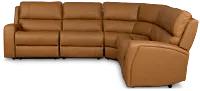 Summit Light Brown Lthr/vinyl Small Two-arm Power Reclining Sectional