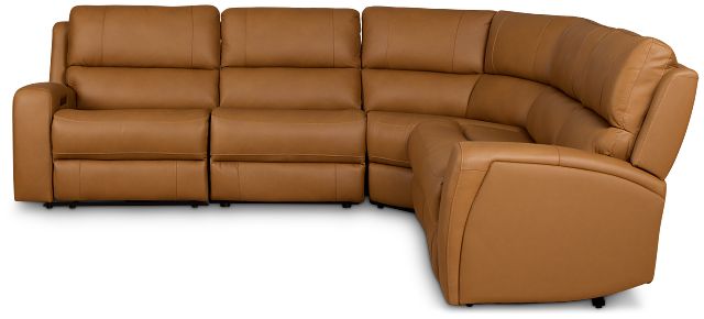 Summit Light Brown Lthr/vinyl Small Two-arm Power Reclining Sectional
