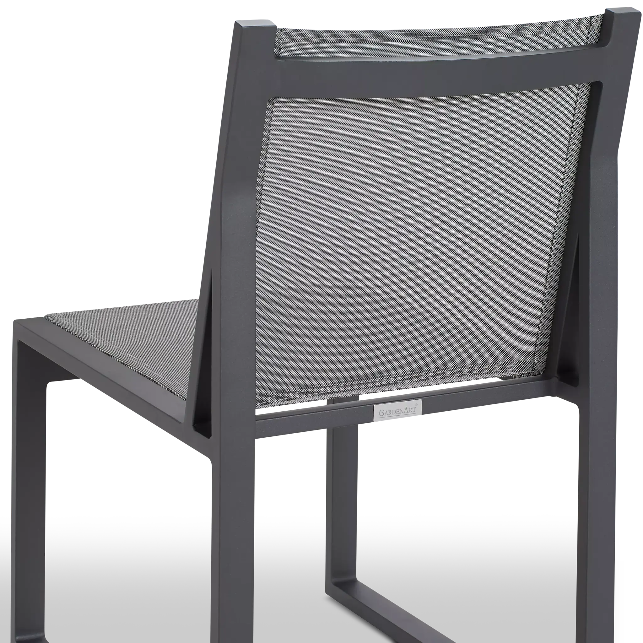 Linear 82" Teak Table & 4 Sling Side Chairs Linear 82" Teak Table & 4 Sling Side Chairs