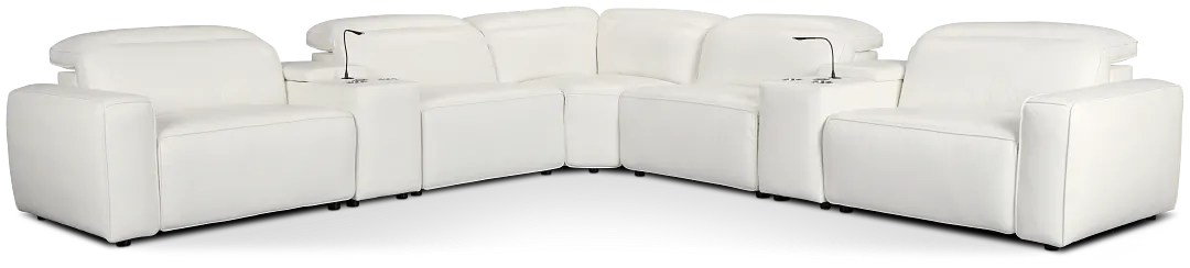 Tidal White Lthr/vinyl Large Dual Power Reclining Two-arm Sectional