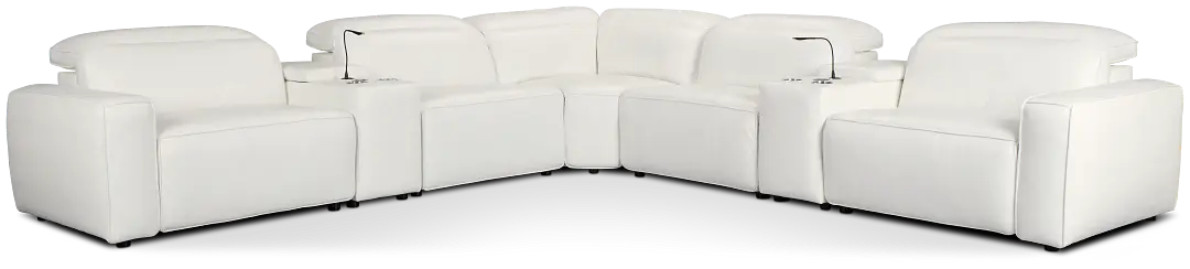 Tidal White Lthr/vinyl Large Dual Power Reclining Two-arm Sectional Tidal White Lthr/vinyl Large Dual Power Reclining Two-arm Sectional