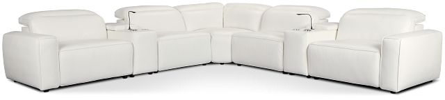 Tidal White Lthr/vinyl Large Dual Power Reclining Two-arm Sectional