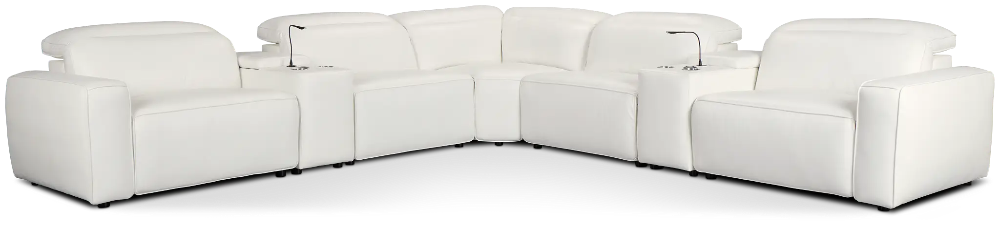 Tidal White Lthr/vinyl Large Dual Power Reclining Two-arm Sectional Tidal White Lthr/vinyl Large Dual Power Reclining Two-arm Sectional