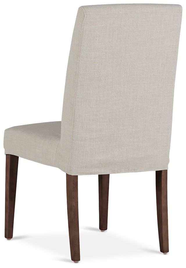 Harbor Light Beige Short Slipcover Chair With Medium-tone Leg