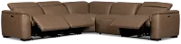 Flexsteel Brodie Dark Brown Lthr/vinyl Small Triple Power Reclining Two-arm Sectional