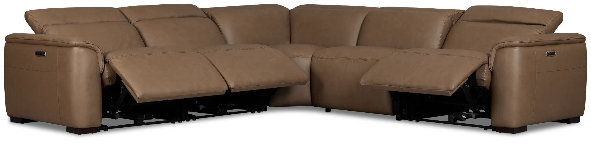 Flexsteel Brodie Dark Brown Lthr/vinyl Small Triple Power Reclining Two-arm Sectional