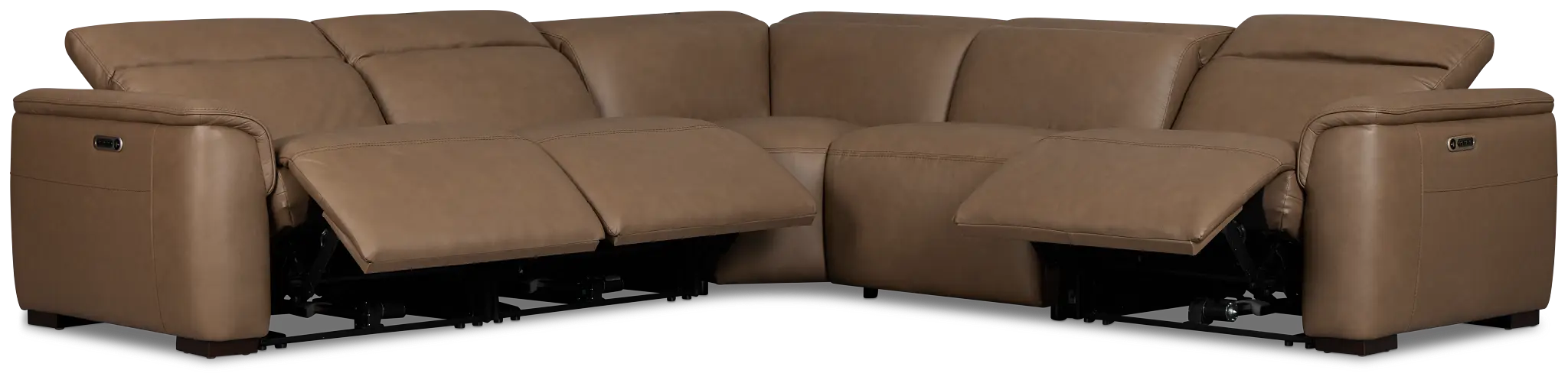 Flexsteel Brodie Dark Brown Lthr/vinyl Small Triple Power Reclining Two-arm Sectional Flexsteel Brodie Dark Brown Lthr/vinyl Small Triple Power Reclining Two-arm Sectional
