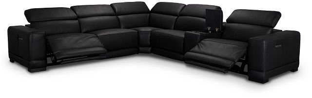 Lombardy Black Micro Medium Dual Power 2-arm Reclining Sectional