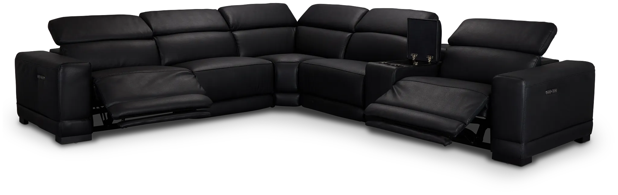 Lombardy Black Micro Medium Dual Power 2-arm Reclining Sectional