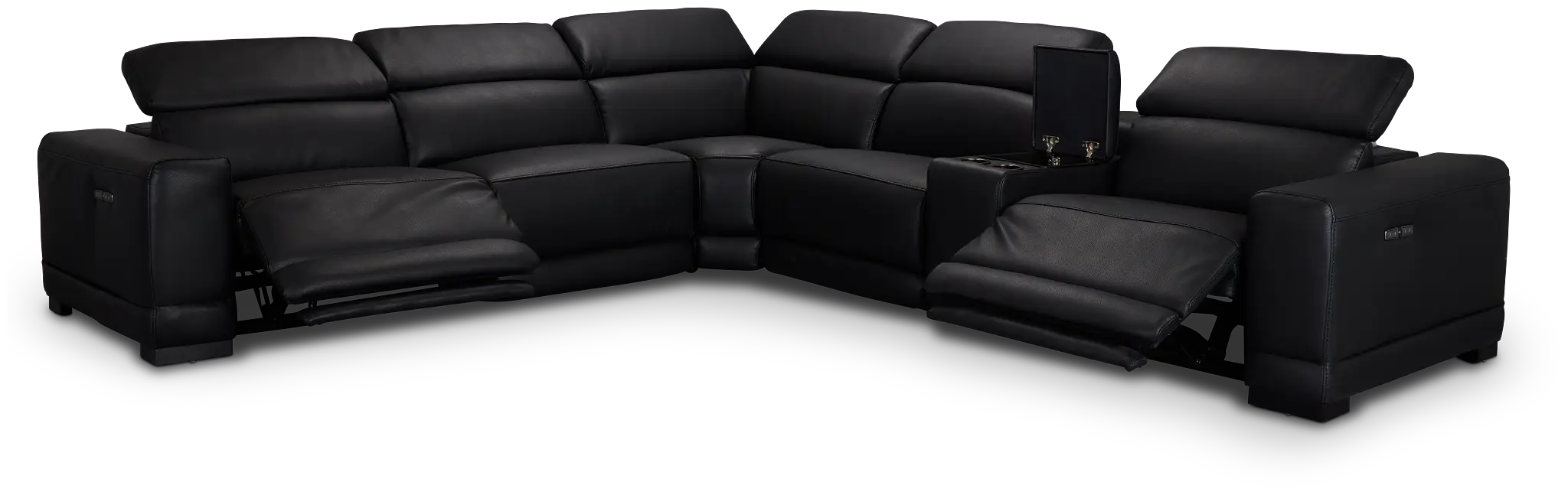 Lombardy Black Micro Medium Dual Power 2-arm Reclining Sectional Lombardy Black Micro Medium Dual Power 2-arm Reclining Sectional