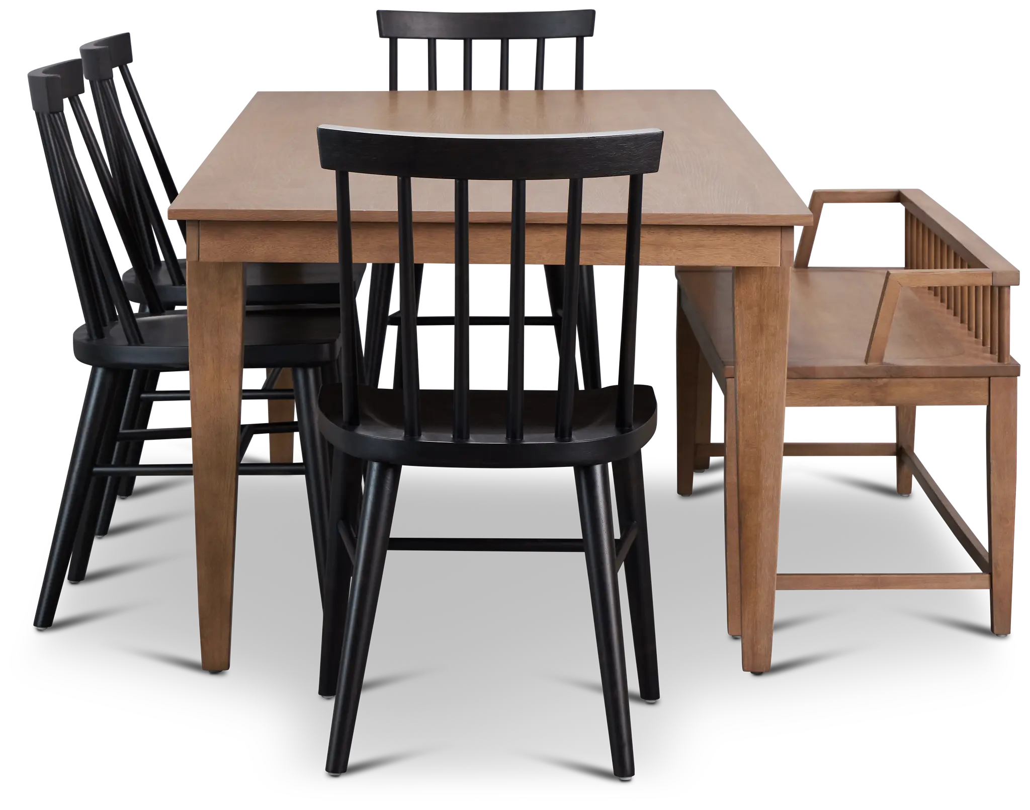 Provo Mid Tone Rect Table With 4 Wood Side Chairs & Bench Provo Mid Tone Rect Table With 4 Wood Side Chairs & Bench