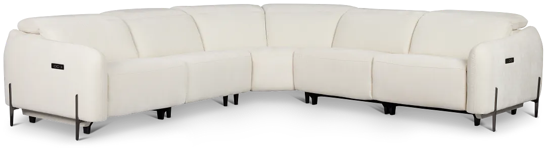 Zuri White Velvet Small Triple Power Reclining Two-arm Sectional