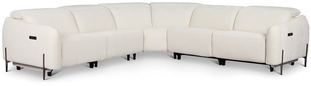 Zuri White Velvet Small Triple Power Reclining Two-arm Sectional