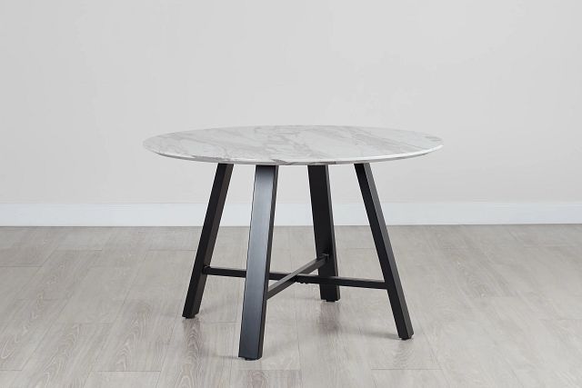 Capri White 48" Round Table W/black Legs