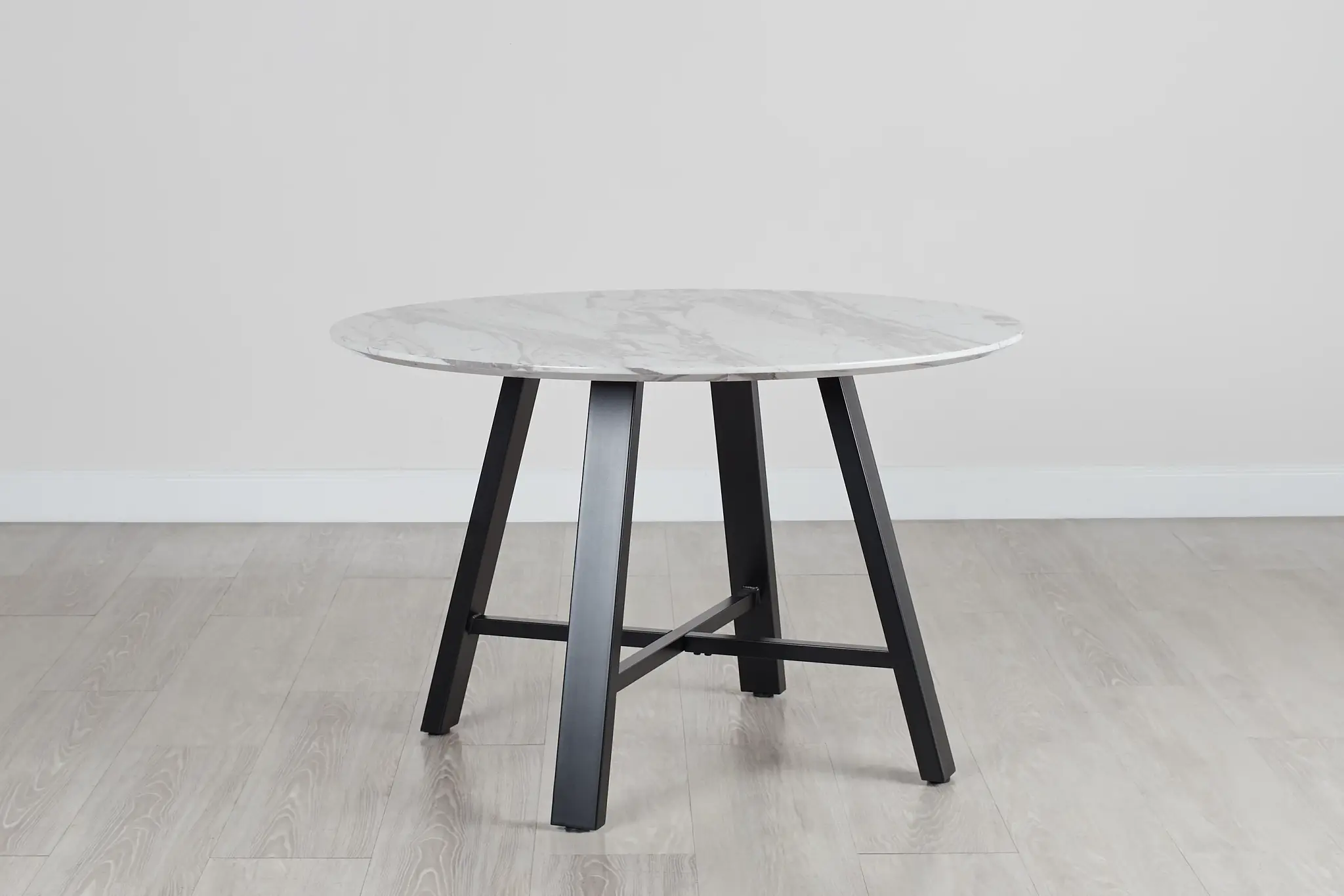 Capri White 48" Round Table W/black Legs Capri White 48" Round Table W/black Legs