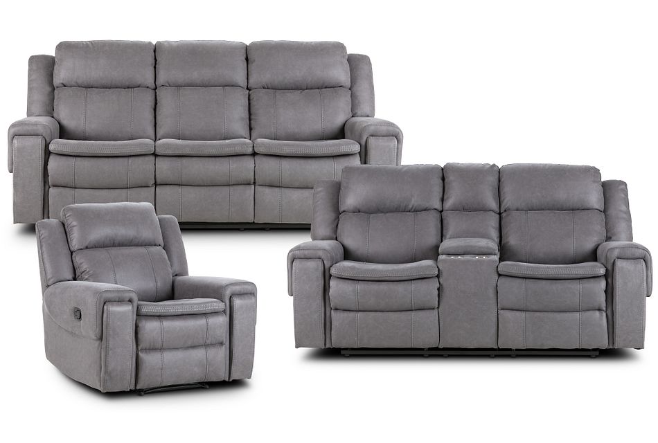 Scout Gray Micro Manually Reclining Living Room Living Room