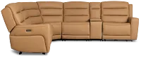 Wilder Brown Leather Medium Triple Power 2-arm Sectional