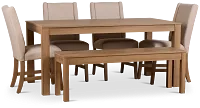 Delray Light Tone Rect Table, 4 Chairs & Bench