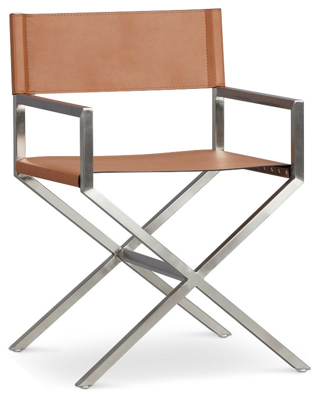 Haven Brown Chrome Upholstered Arm Chair