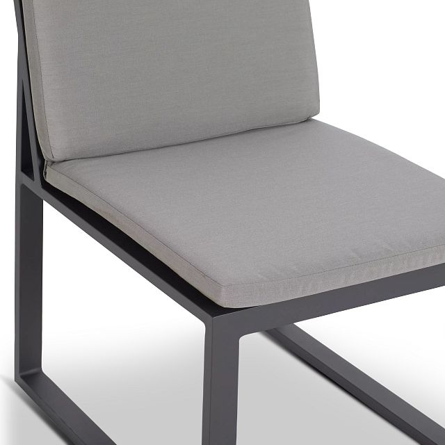 Linear Dark Gray Aluminum Cushioned Chair (4)
