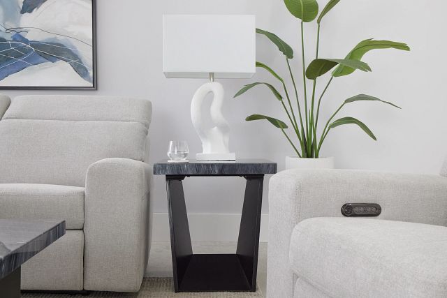 Auburn Dark Gray Marble Square End Table