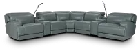 Reign Green Lthr/vinyl Large Triple Power Reclining Two-arm Sectional