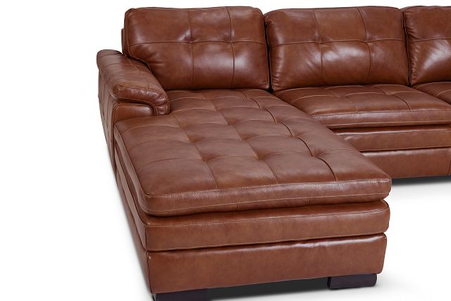 Braden Medium Brown Leather Small Left Chaise Sectional