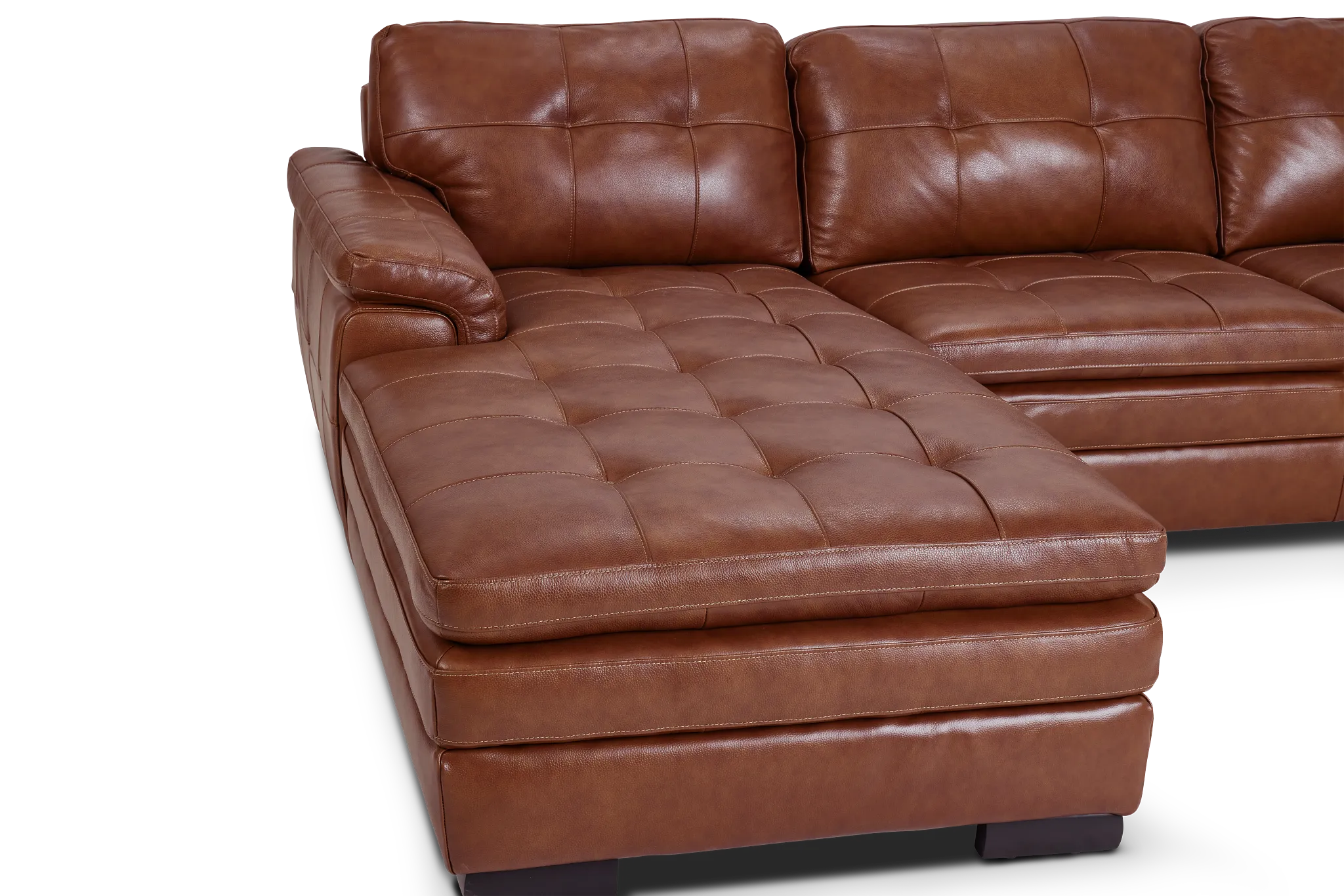 Braden Medium Brown Leather Small Left Chaise Sectional