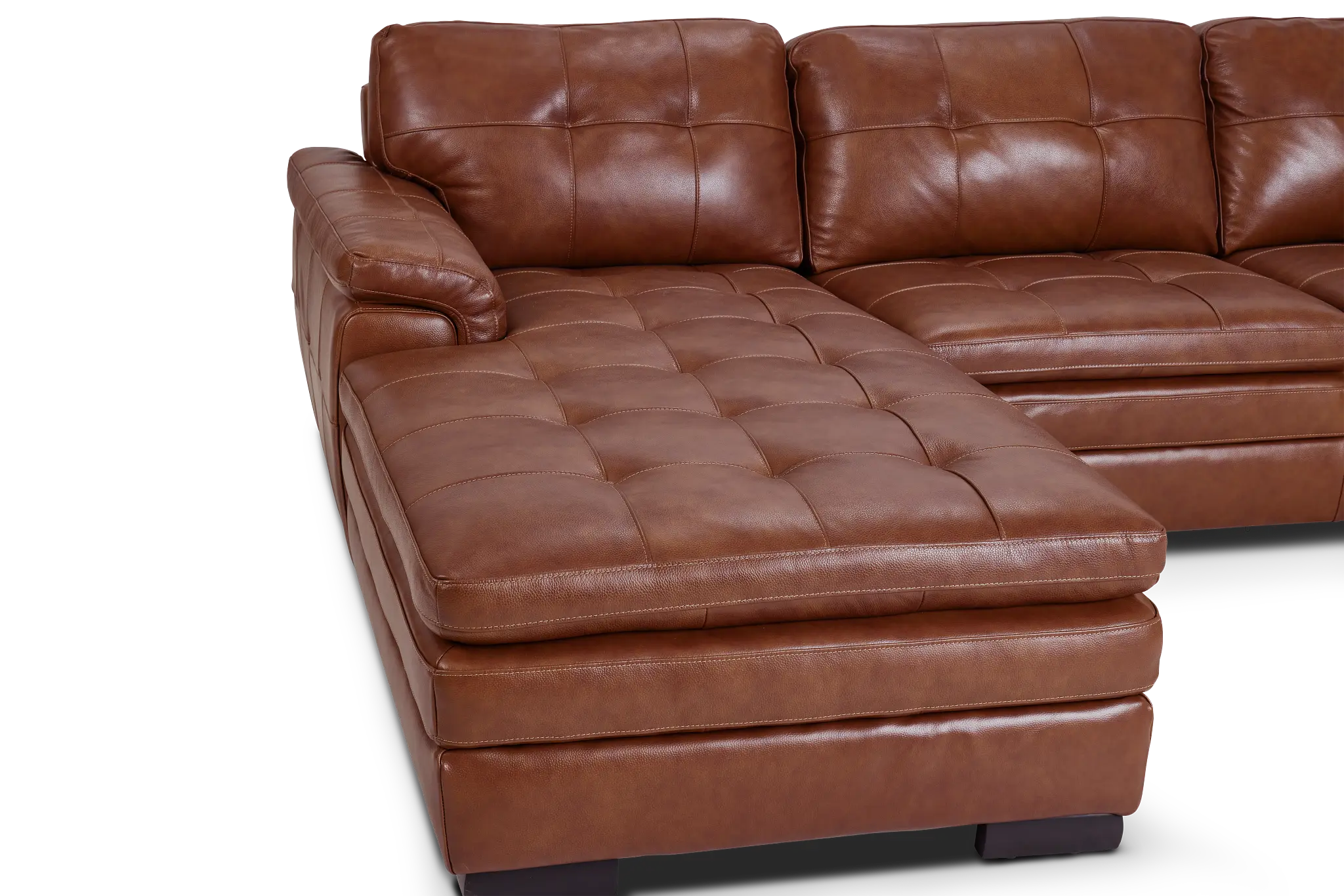Braden Medium Brown Leather Small Left Chaise Sectional Braden Medium Brown Leather Small Left Chaise Sectional