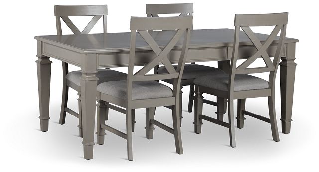 Marina Gray Table & 4 Wood Chairs
