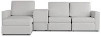 Citymod White Fabric Small Left Chaise Sectional With Media Console