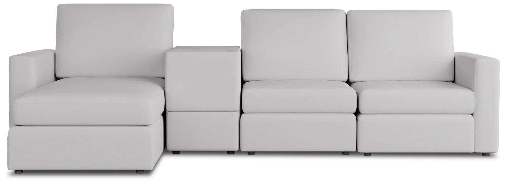 Citymod White Fabric Small Left Chaise Sectional With Media Console Citymod White Fabric Small Left Chaise Sectional With Media Console
