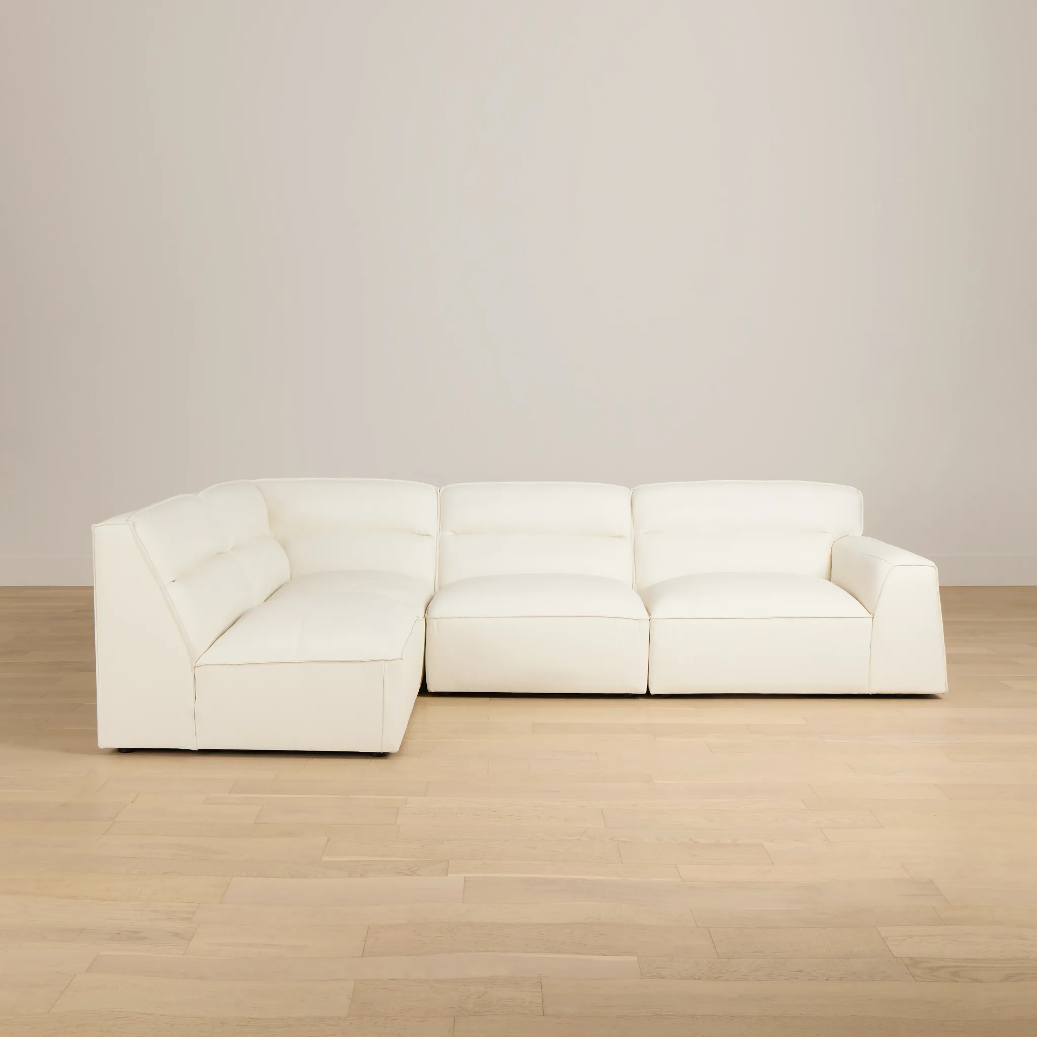 Blanca White Leather 4-piece Modular Sectional