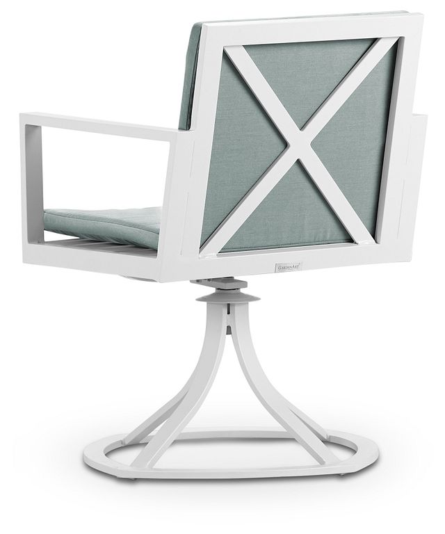 Linear White Teal Swivel Chair
