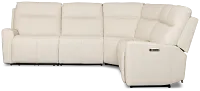 Flexsteel Sterling Ivory Lthr/vinyl Small Dual Power Reclining Two-arm Sectional