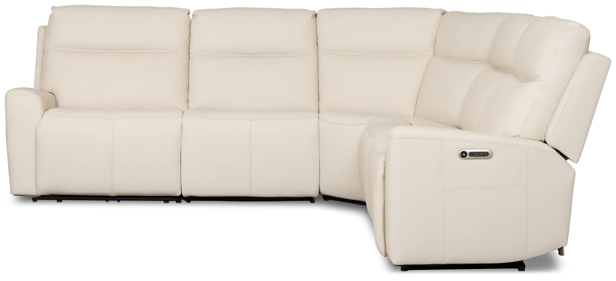 Flexsteel Sterling Ivory Lthr/vinyl Small Dual Power Reclining Two-arm Sectional Flexsteel Sterling Ivory Lthr/vinyl Small Dual Power Reclining Two-arm Sectional