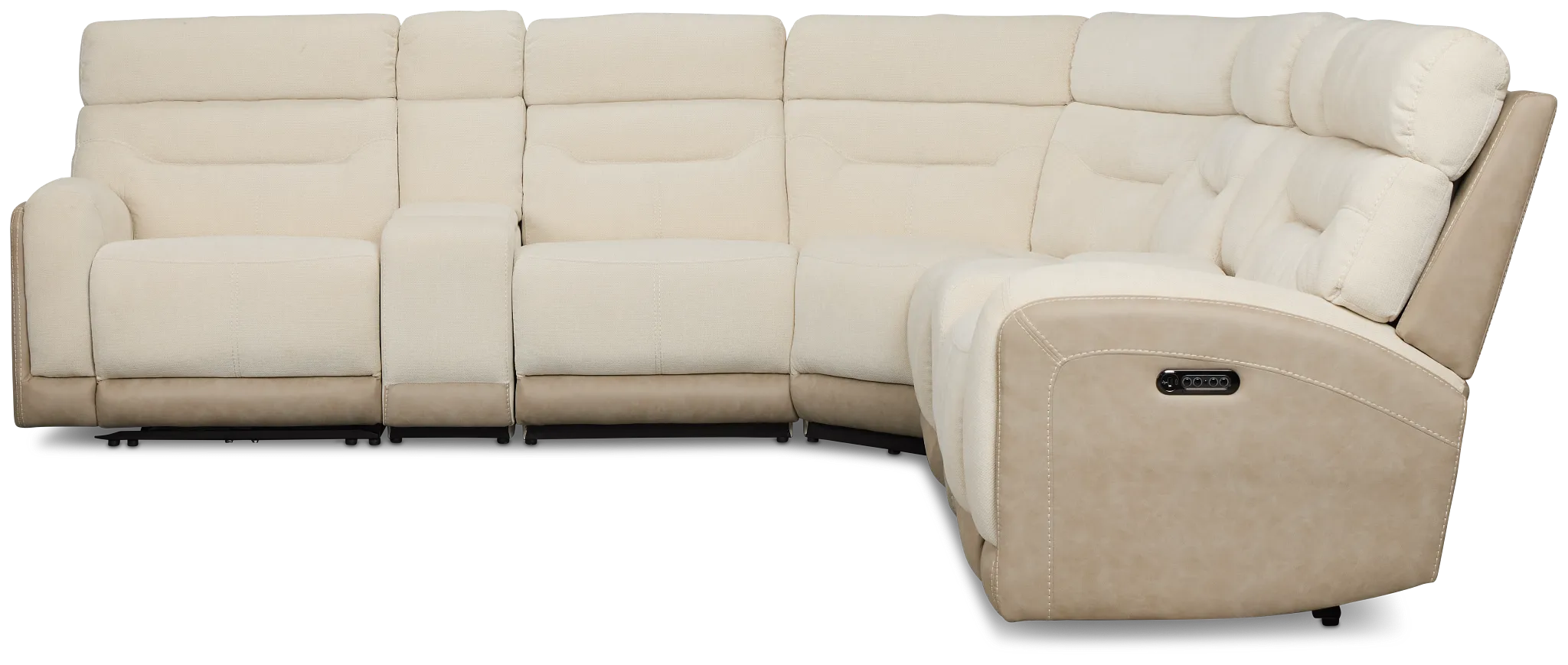 Travis Light Beige Fabric Large Dual Power Reclining Two-arm Sectional